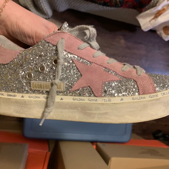 Golden Goose Hi Star Glitter/Pink Sz 39 - Picture 4 of 8